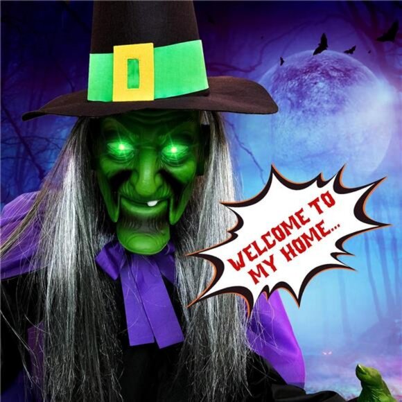 Halloween Decorations Outdoor - 12 Ft Animated Hovering Witch Animatronics Prop - Picture 4 of 7